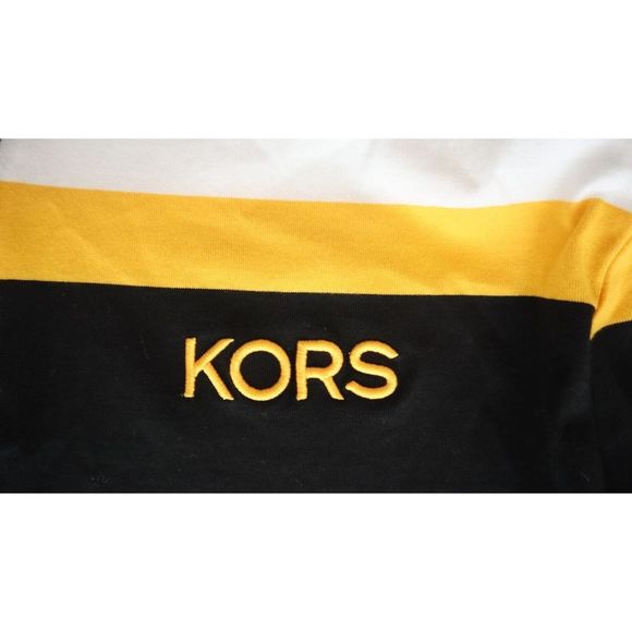 Michael Kors CS250PJ5E2 Mens Sz M Butter Multi Striped L/S Rugby Polo Shirt $128 - Picture 5 of 12